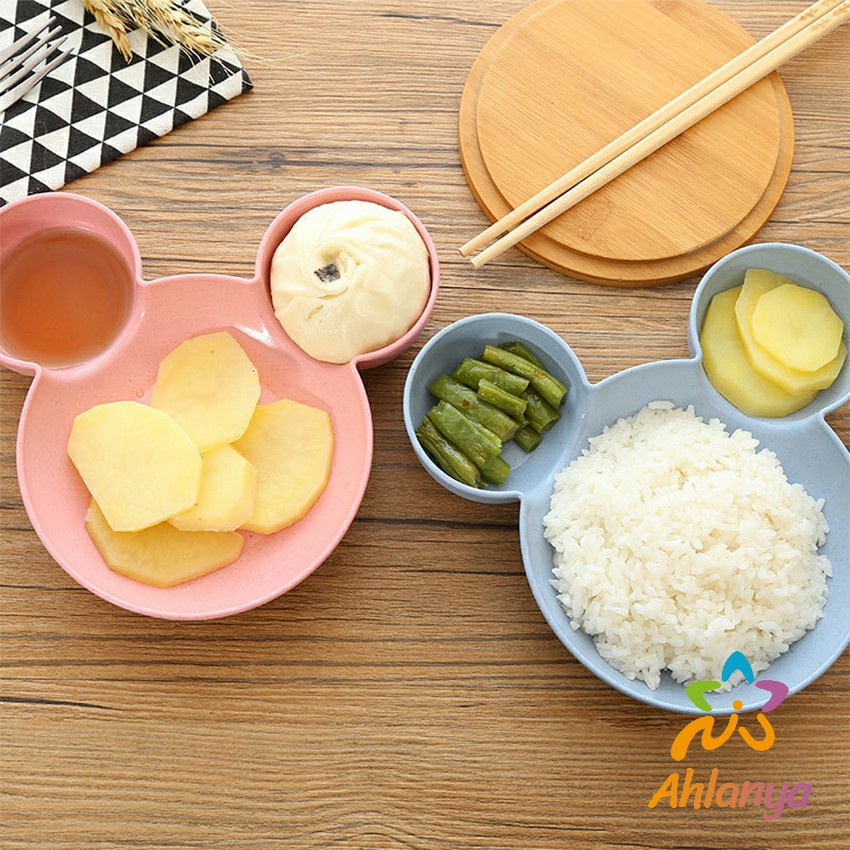 ahlanya-การ์ตูนมิกกี้ปรุงรสจาน-ชามเด็ก-ชามข้าวเด็กหัวมิกกี้-ชามแบ่ง-3-ช่อง-จานใส่อาหารเด็ก-จานผลไม้-cartoon-mickey-plate