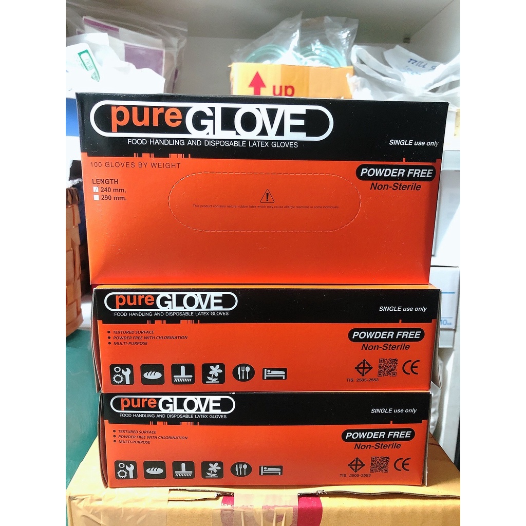 pure-glove-powdered-free-ถุงมือไม่มีแป้ง-ถุงมือแพทย์-1กล่องมี-100ชิ้น