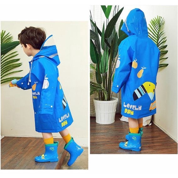 akachan-เสื้อกันฝน-สีฟ้าลาย-toucan-ไซส์-l-ราคาเฉพาะเสื้อกันฝน