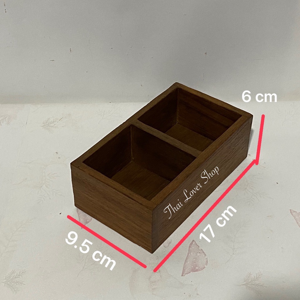 กล่องไม้สัก-กล่องแบ่งช่อง-กล่องไม้จัดระเบียบของ-กว้าง-9-5-x-ยาว-14-x-สูง-6-cm-ใบละ-159