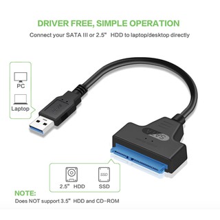 สินค้า HDD USB 3.0 SATA 3 Drive Cable Sata USB 3.0 Adapter Up to 6 Gbps Support 2.5 Inches External HDD SSD Hard Drive 22 Pin