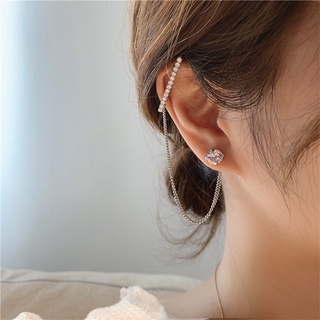 925 Silver Needle Stud Earrings Earrings Chain All-in-One Mori Style Earrings Korean Simple Design Earrings Temperament