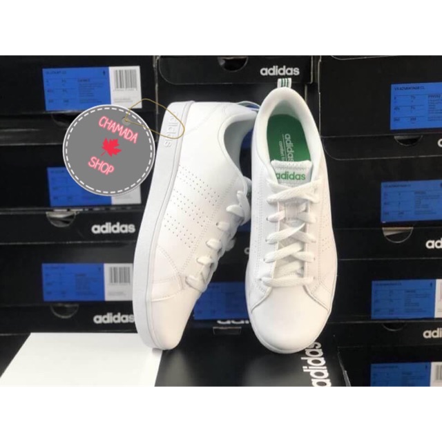 Adidas neo advantage outlet clean white green