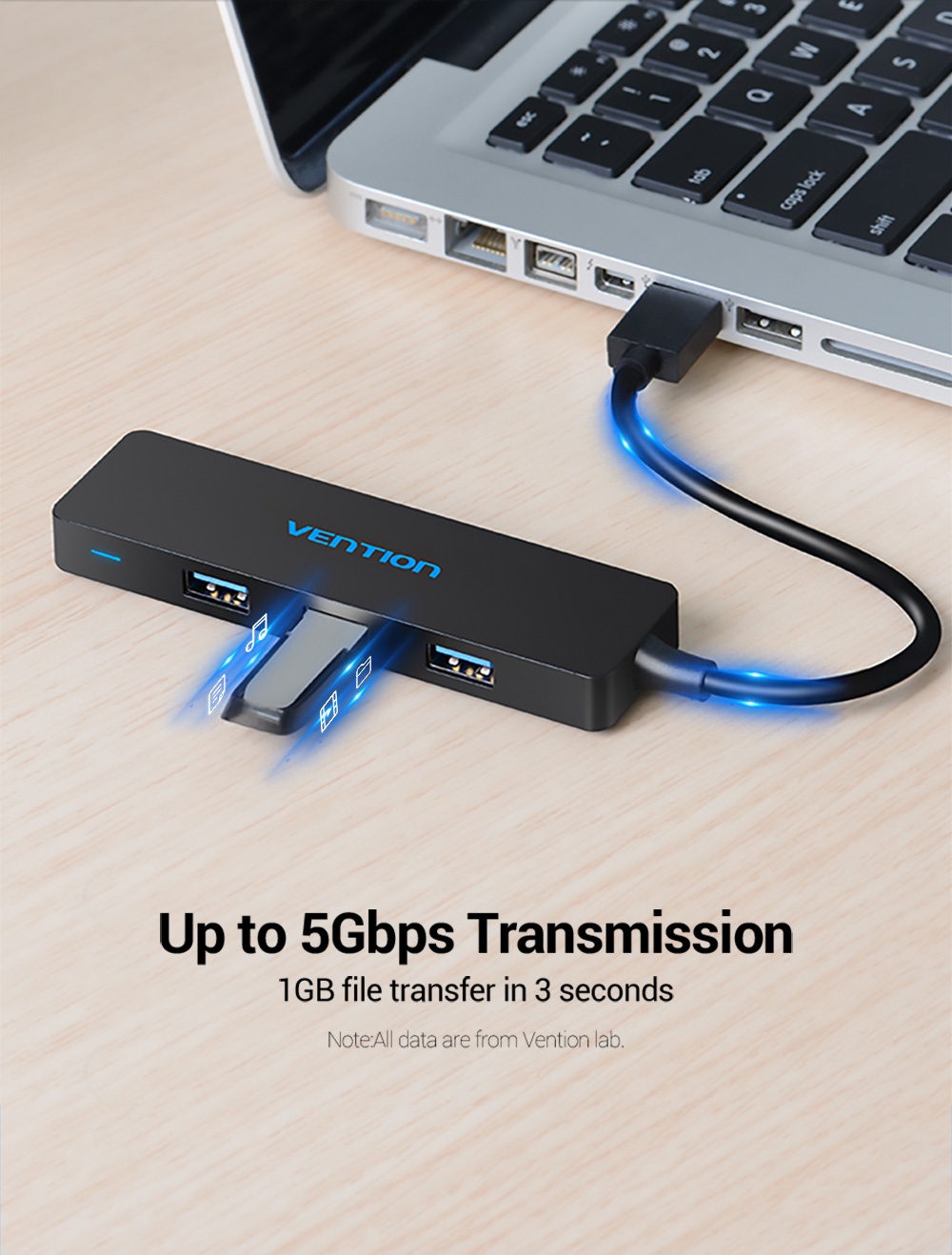 รายละเอียดเพิ่มเติมเกี่ยวกับ Vention ฮับ USB 3.0 4 พอร์ต ความเร็วสูง สําหรับเครื่องพิมพ์ แล็ปท็อป PC CHK CHL