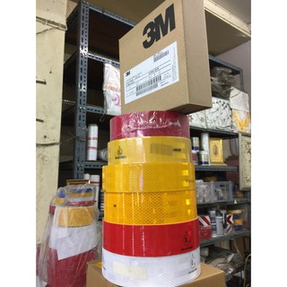 สติกเกอร์ สะท้อนแสง 3M  สีเหลือง ของแท้ ติดรถบรรทุก กระบะ ขนส่งรับรอง 5.5 cm x 50 M. Stiker Reflect