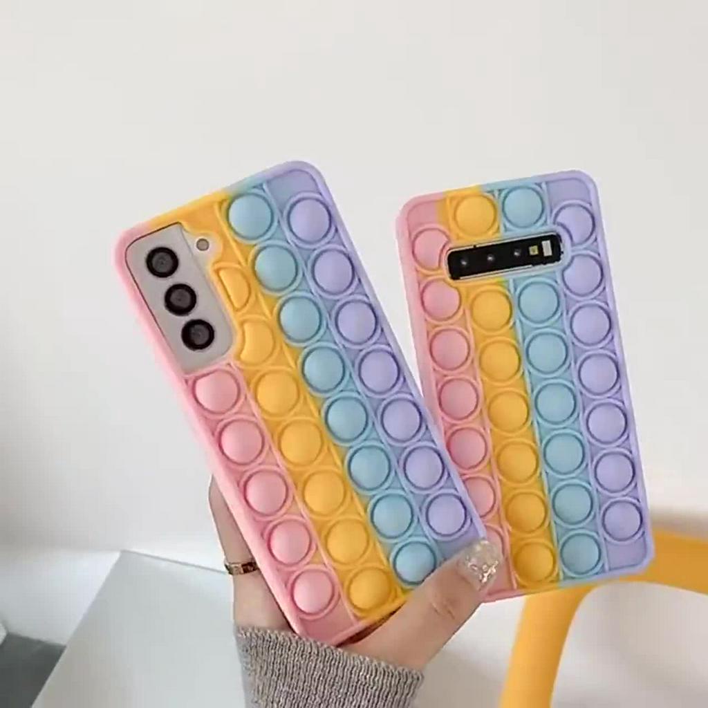 สายรุ้ง-ฟิดเจ็ตบีบของเล่น-หยิกฟองซิลิโคนเคสใส่โทรศัพท์สำหรับ-huawei-p40-p30-pro-mate-30-nova-8-3-5-6-7-pro-5t-7se-กรณี