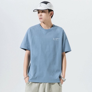 เสื้อยืดแขนสั้นลําลอง ผ้าฝ้าย ทรงหลวม สวมใส่สบาย เข้ากับทุกการแต่งกาย แฟชั่นฤดูร้อน สําหรับผู้ชาย