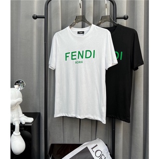 Tee เสื้อยืดชาย เสื้อคู่วินเทจ - FEND1 2022 ฤดูร้อนใหม่พิมพ์จดหมายสีเขียวคอกลมเสื้อยืดแขนสั้น S-4XL