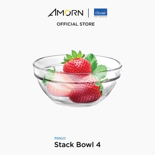 AMORN - (Ocean) P00623 Stack Bowl [1กล่อง(6ใบ)] - ชามสเต็กโบว์ ชามดินเนอร์เเวร์ ชามโอเชี่ยนกลาส 4 นิ้ว Stack Bowl 4