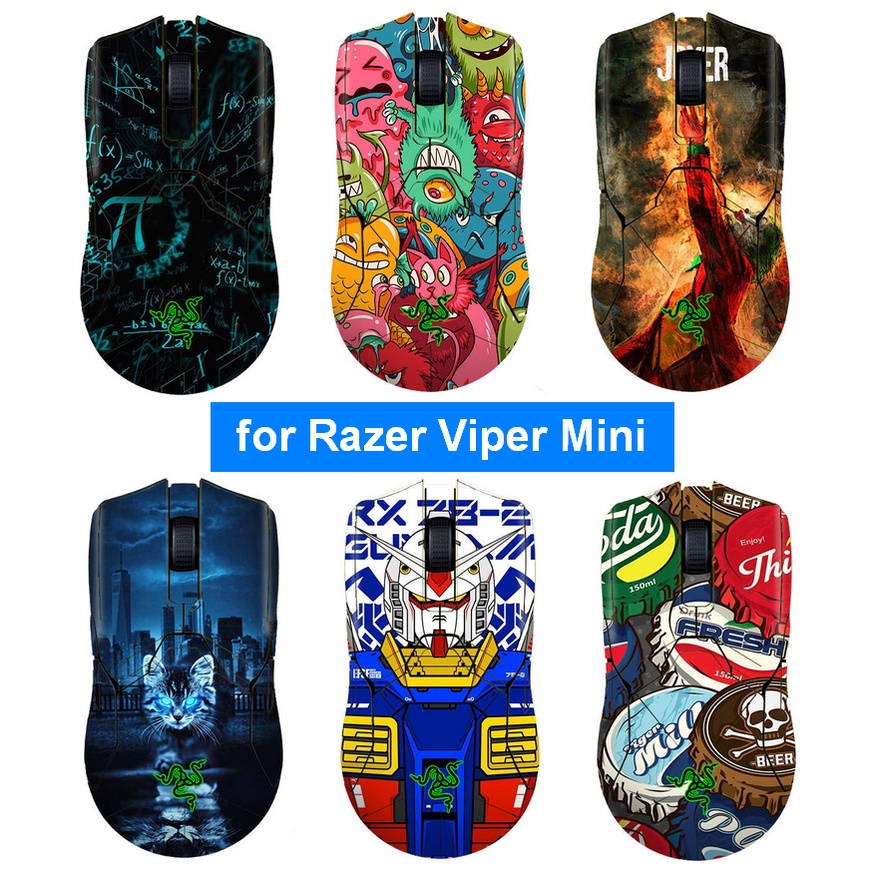 สติกเกอร์ฟิล์ม-กันลื่น-กันเหงื่อ-ลายการ์ตูนหนูสเก็ต-สีดํา-สําหรับ-razer-viper-mini-set