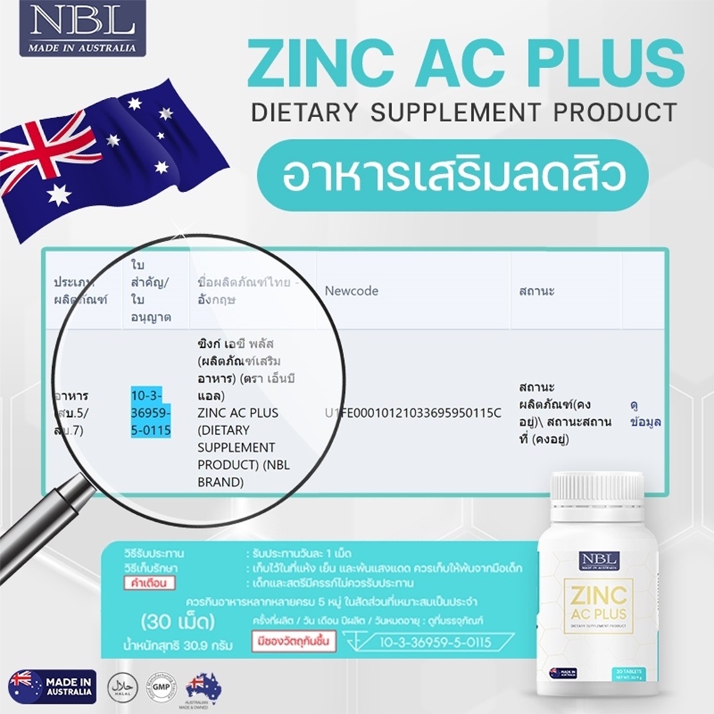 nubolic-zinc-ac-plus-ผลิตภัณฑ์เสริมอาหาร-30-tablets
