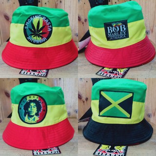 เสื้อยืด หมวกบักเก็ต rasta bob marley reggae หมวกชายหาด