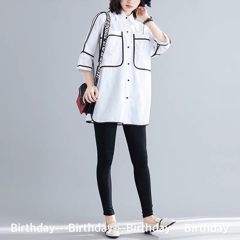 ทักก่อนสั่ง-เสื้อคอปก-แขนในตัว-แต่งขอบกุ๊น-oversize-อก48-goffee-birthday