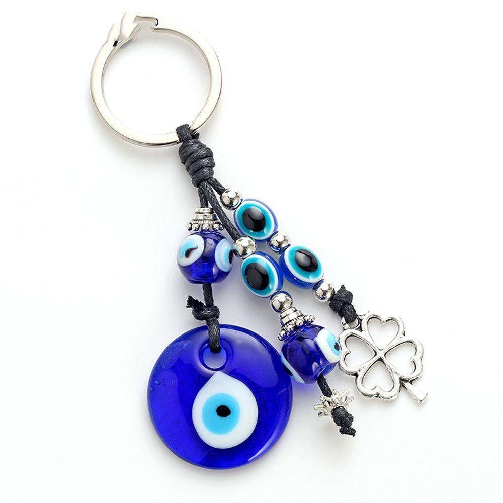 พวงกุญแจ-จี้ตาชั่วร้าย-เหมาะกับของขวัญปาร์ตี้-แฟชั่นสําหรับตกแต่งบ้าน-พวงกุญแจลูกปัด-รูปตาชั่วร้าย-ใบโคลเวอร์สี่แฉก-สีฟ้า-diy
