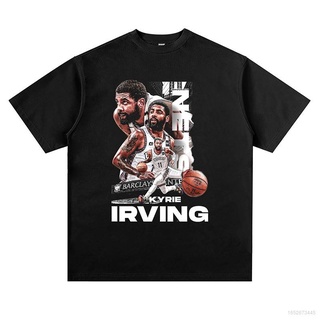 เสื้อยืดผ้าฝ้ายPlus NBA Nets Kyrie Irving Fan T shirt Short Sleeve Sport Tops Round Neck Training wear Vintage Cal TeeL