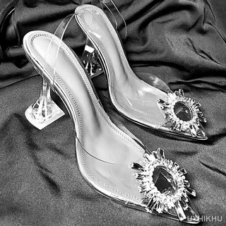 สินค้า 🚚พร้อมส่ง🚚 รองเท้าส้นสูงคริสตัล / รองเท้าแตะไซส์ใหญ่ สายรัด รองเท้าส้นเข็ม รองเท้าเดี่ยว ผู้หญิงเซ็กซี่