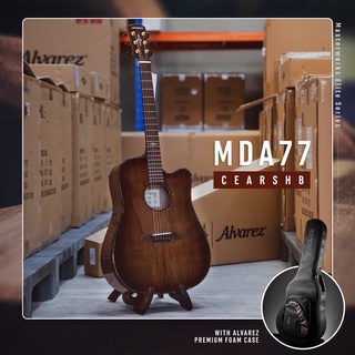 Alvarez MDA77CEARSHB กีตาร์โปร่งไฟฟ้าทรง Dreadnought สเปค All Solid Black Walnut พร้อมโฟมเคส