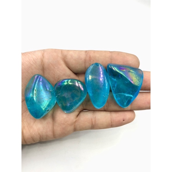 ภาพสินค้า1 pc Natural Blue angle Aura Quartz Tumble Stone / Top Quality / Pocket Stone Healing Meditation Collection Stone. จากร้าน lapisbkk บน Shopee ภาพที่ 3