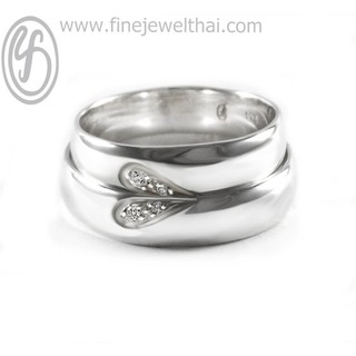 Finejewelthai แหวนเพชรสังเคราะห์-แหวนคู่-แหวนเงินแท้-Diamond-CZ-Silver-Ring - RC3031cz