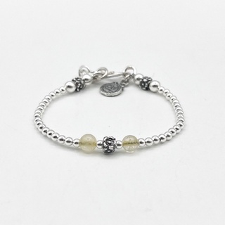 สร้อยข้อมือหินนำโชคไหมทองร้อยเม็ดเงิน เงินแท้ 925: 925 Sterling Silver Bracelet [CFS0010]