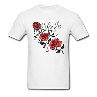 [S-5XL] เสื้อยืดคอกลม แขนสั้น ผ้าฝ้าย 100% พิมพ์ลายดอกกุหลาบ สีแดง เหมาะกับฤดูร้อน สําหรับผู้ชาย