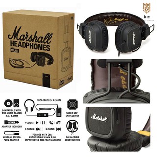 ภาพย่อรูปภาพสินค้าแรกของMarshall Headphone Model Major Leather Noise Cancelling Stereo DJ Hi-Fi Pro Headphones Headset หูฟัง