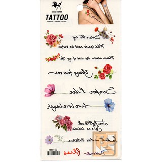 Tattoo Fashion ลาย ดอกไม้ Flower กุหลาบ Rose แท็ททู สติกเกอร์ HM1153