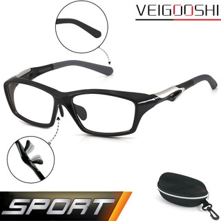 SPORT แว่นตา ทรงสปอร์ต รุ่น VEIGOOSHI TR 8021 C-1-9 สีดำตัดเงิน วัสดุ TR-90 เบาและยืดหยุ่นได้