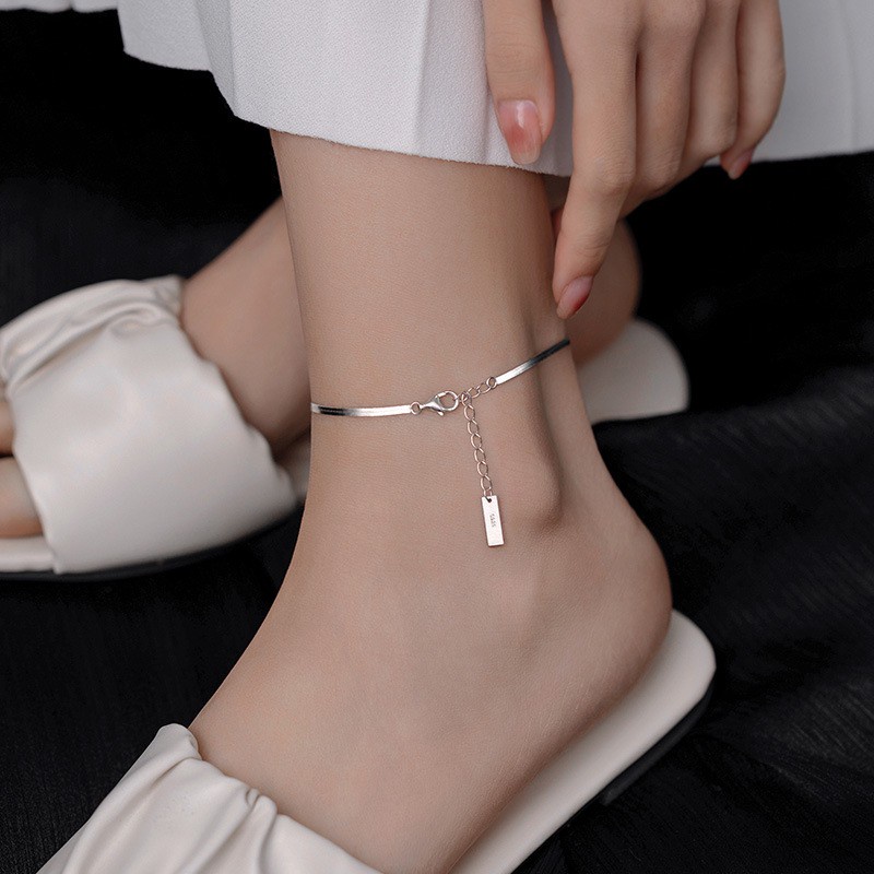 กรอกโค้ด-72w5v-ลด-65-earika-earrings-silver-viber-anklet-สร้อยข้อเท้าลายงูเงินแท้-ปรับขนาดได้