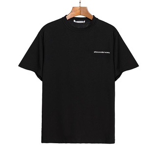 [S-5XL]Fashion Alexanderwang Tshirt Silver letter print Short Sleeve Tee Casual Wash T-shirt for men