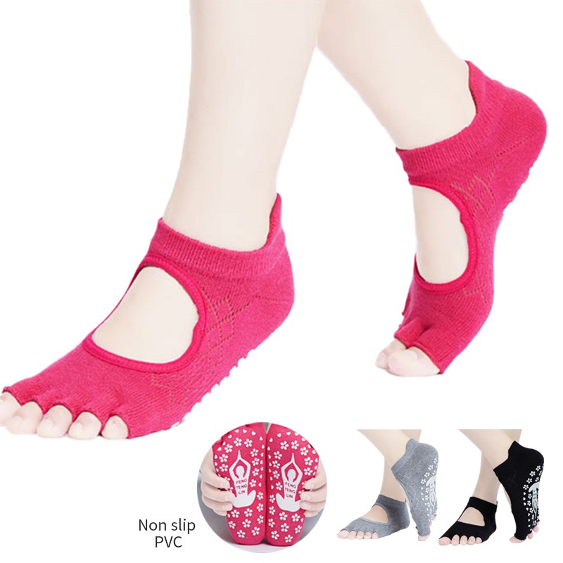 ถุงเท้าโยคะ-พิลาทิส-มีปุ่มกันลื่น-ถุงเท้าพิลาทิส-กันลื่น-กำลังกาย-คุณภาพดี-ยางยืดโยคะ-ดีไซน์สวย