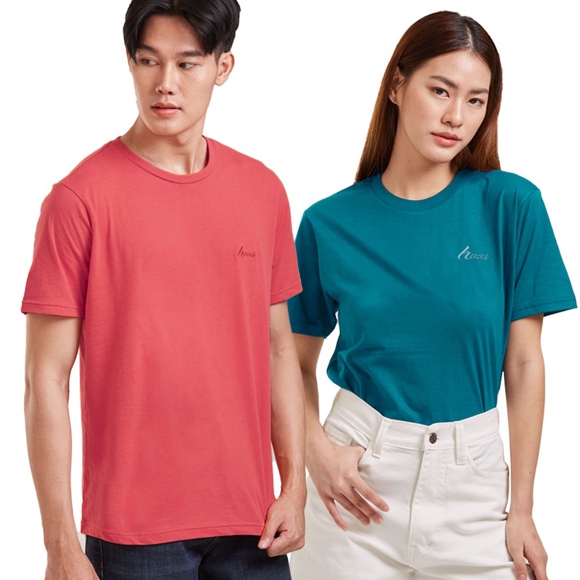 haas-เสื้อยืดแขนสั้น-unisex-ผู้ชาย-ผู้หญิง-ปักโลโก้-haas-shsk2552a