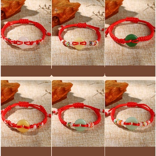สร้อยข้อมือ จี้หยกนําโชค สีแดง เครื่องประดับ สําหรับทุกเพศ ทุกวัย