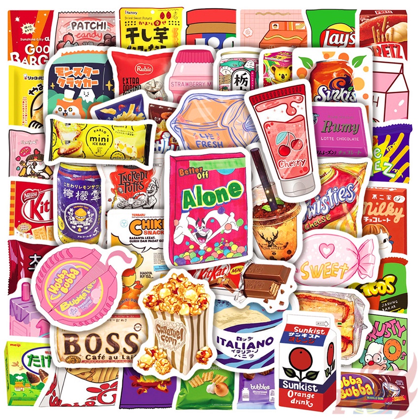 Yummy Delicious Food Series 05 Snacks Drinks Candy สติ๊กเกอร์ 50Pcs/Set ...