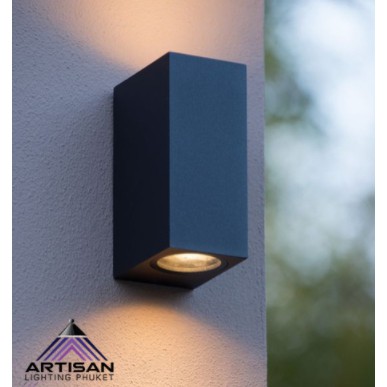 โคมไฟติดผนังภายนอก-wall-lamp-outdoor-gu10x2-up-amp-down-light-outdoor-black-powder-coated-อลูมิเนียมหล่อสีด