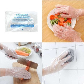ถุงมือทำอาหาร100ชิ้น แบบใช้แล้วทิ้ง พลาสติก ทำกับข้าว ถุงมืออเนกประสงค์