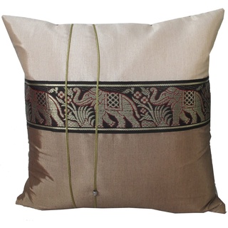 A50/1-Thai Silk Pillow Covers ปลอกหมอนอิง ไหมไทยลายช้าง Two Tone 16×16 นิ้ว 1 ใบ