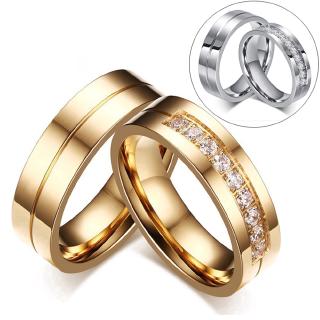 ภาพหน้าปกสินค้าCharm Men Women Fashion Diamond Crystal Silver Gold Titanium Wedding Engagement Couple Rings ที่เกี่ยวข้อง