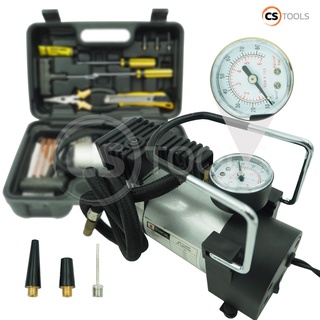 BONCHI ปั๊มลมมินิ 12V MINI AIR COMPRESSOR 120PSI ปั๊มลมรถยนต์ ปั๊มลมไฟฟ้า ปั๊มเติมลมยาง 2ลูกสูบ พร้อมอุปกรณ์