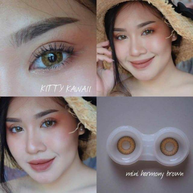 mini-harmony-brown-1-มินิ-น้ำตาล-ทรีโทน-โทนแบ๊ว-kitty-kawaii-เลนส์พรีเมี่ยม-ค่าอมน้ำสูง-bigeyes-คอนแทคเลนส์-ค่าสายตา