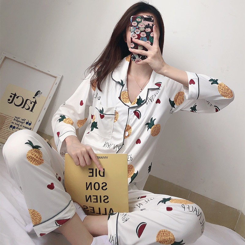 ชุดนอน-ผ้า-cotton-แขนยาว-ขายาว-ใส่สบาย-ลายน่ารัก