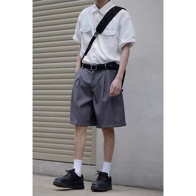 ฤดูร้อนบางชุดสูทกางเกงขาสั้นญี่ปุ่นหลวมตรงย้อนยุค-cityboy-ชุดสูทห้าจุดกางเกงขาสั้นผู้ชายและผู้หญิง