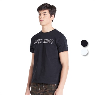 เสื้อยืดใหม่ 2022DAVIE JONES เสื้อยืดพิมพ์ลายโลโก้ สีขาว สีดำ Foil Logo Print T-Shirt in black white LG0007WH LG0007BKL