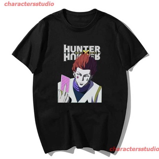 T-shirt  charactersstudio เสื้อยืดลายการ์ตูน Hunter X Hunter Hisoka And Card สไตล์ฮาราจูกุสําหรับผู้ชาย เสื้อยืดผู้ชาย ด