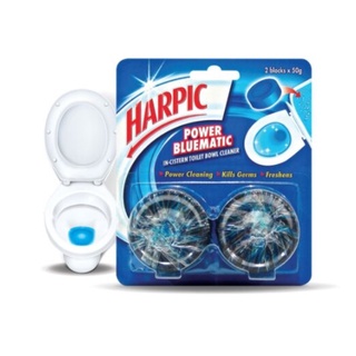 Harpic Power Bluematic In-Cistern Toilet Bowl Cleaner (50g x 2 Blocks) ฮาร์ปิค พาวเวอร์ บลูเมติก ทำความสะอาดโถชักโครก