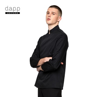 dapp Uniform เสื้อเชฟ ตัดต่อผ้า แขนยาว นิวตัน Newton Black Chef Jacket สีดำ(TJKB2017)