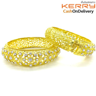 Vintage Jewelry ชุดไทยเครื่องประดับเพชรทองกำไลข้อมือคู่Gold Bracelet 2pcs