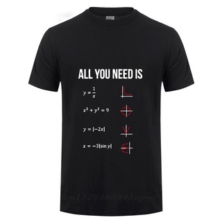 เสื้อยืดผ้าฝ้ายออกกําลังกายคอกลมแขนสั้นพิมพ์ All You Need Is Love Math สําหรับผู้ชายS-5XL