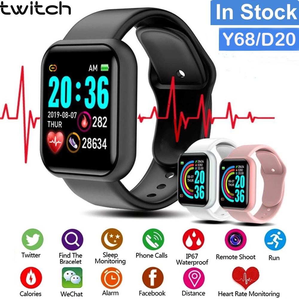 ภาพหน้าปกสินค้าTwitch Y68 D20S นาฬิกาข้อมือสมาร์ทวอทช์ เชื่อมต่อบลูทูธ วัดอัตราการเต้นหัวใจ ความดันโลหิต สําหรับทุกเพศ