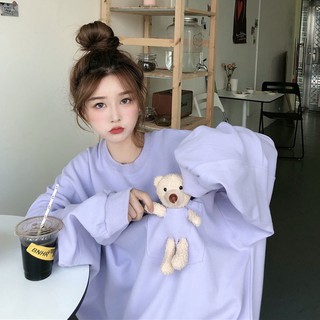 🔥Hot Sale ฤดูใบไม้ร่วงเกาหลีรุ่น 2020 ใหม่หลวมสไตล์ฮาราจูกุออกแบบความรู้สึกหมีน่ารักเสื้อโค้ทแขนยาวเสื้อกันหนาวผู้หญิง